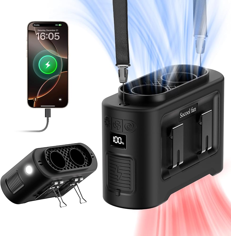 Socool 14,500mAh Dual-Outlet Waist Fan
